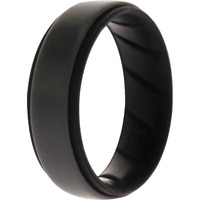 Silicone Wedding BR Step Ring - Black-Grey by ROQ for Men - 13 mm Ring