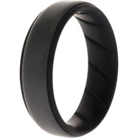 Silicone Wedding BR Step Ring - Black-Grey by ROQ for Men - 14 mm Ring