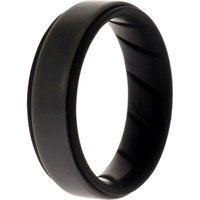 Silicone Wedding BR Step Ring - Black-Grey by ROQ for Men - 15 mm Ring