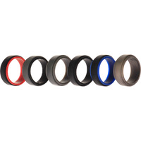 Silicone Wedding 2Layer Step Ring Set - Black by ROQ for Men - 6 x 7 mm Ring