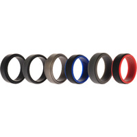 Silicone Wedding 2Layer Step Ring Set - Black by ROQ for Men - 6 x 9 mm Ring