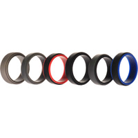Silicone Wedding 2Layer Step Ring Set - Black by ROQ for Men - 6 x 10 mm Ring