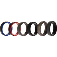 Silicone Wedding 2Layer Step Ring Set - Black by ROQ for Men - 6 x 13 mm Ring