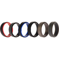 Silicone Wedding 2Layer Step Ring Set - Black by ROQ for Men - 6 x 16 mm Ring