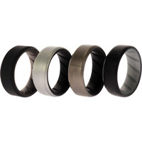 Silicone Wedding BR 8mm Edge Ring Set - Silver by ROQ for Men - 4 x 8 mm Ring