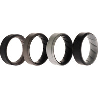 Silicone Wedding BR 8mm Edge Ring Set - Silver by ROQ for Men - 4 x 11 mm Ring