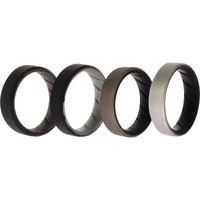 Silicone Wedding BR 8mm Edge Ring Set - Silver by ROQ for Men - 4 x 12 mm Ring