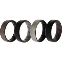 Silicone Wedding BR 8mm Edge Ring Set - Silver by ROQ for Men - 4 x 13 mm Ring