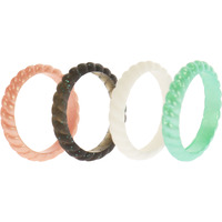 Silicone Wedding Stackble Braided Ring Set - Aqua-Rose by ROQ for Women - 4 x 5 mm Ring