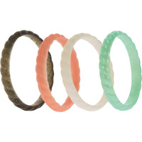 Silicone Wedding Stackble Braided Ring Set - Aqua-Rose by ROQ for Women - 4 x 11 mm Ring