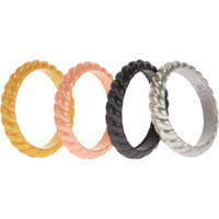 Silicone Wedding Stackble Braided Ring Set - Metal by ROQ for Women - 4 x 5 mm Ring