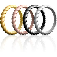 Silicone Wedding Stackble Braided Ring Set - Metal by ROQ for Women - 4 x 7 mm Ring