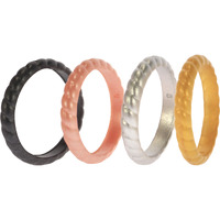 Silicone Wedding Stackble Braided Ring Set - Metal by ROQ for Women - 4 x 8 mm Ring