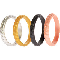 Silicone Wedding Stackble Braided Ring Set - Metal by ROQ for Women - 4 x 9 mm Ring