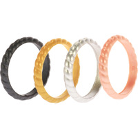 Silicone Wedding Stackble Braided Ring Set - Metal by ROQ for Women - 4 x 10 mm Ring