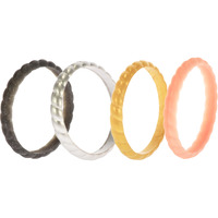 Silicone Wedding Stackble Braided Ring Set - Metal by ROQ for Women - 4 x 11 mm Ring