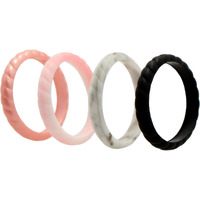 Silicone Wedding Stackble Braided Ring Set - Marble by ROQ for Women - 4 x 8 mm Ring