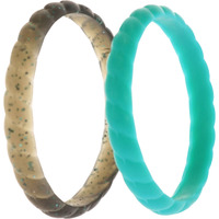 Silicone Wedding Stackble Braided Ring Set - Turquoise by ROQ for Women - 2 x 11 mm Ring