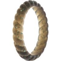 Silicone Wedding Stackble Braided Single Ring - Black-Turquoise by ROQ for Women - 5 mm Ring