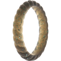 Silicone Wedding Stackble Braided Single Ring - Black-Turquoise by ROQ for Women - 6 mm Ring