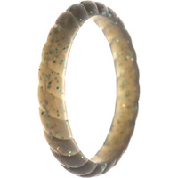 Silicone Wedding Stackble Braided Single Ring - Black-Turquoise by ROQ for Women - 8 mm Ring