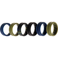 Silicone Wedding BR Middle Line Ring Set - Basic-Olive by ROQ for Men - 6 x 7 mm Ring
