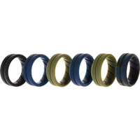 Silicone Wedding BR Middle Line Ring Set - Basic-Olive by ROQ for Men - 6 x 8 mm Ring