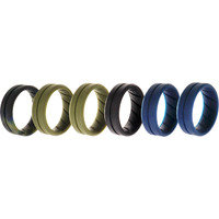 Silicone Wedding BR Middle Line Ring Set - Basic-Olive by ROQ for Men - 6 x 9 mm Ring