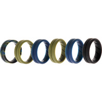 Silicone Wedding BR Middle Line Ring Set - Basic-Olive by ROQ for Men - 6 x 12 mm Ring