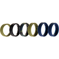 Silicone Wedding BR Middle Line Ring Set - Basic-Olive by ROQ for Men - 6 x 14 mm Ring