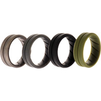 Silicone Wedding BR Middle Line Ring Set - Basic-Green by ROQ for Men - 4 x 9 mm Ring