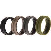Silicone Wedding BR Middle Line Ring Set - Basic-Green by ROQ for Men - 4 x 10 mm Ring