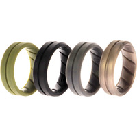 Silicone Wedding BR Middle Line Ring Set - Basic-Green by ROQ for Men - 4 x 11 mm Ring