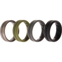Silicone Wedding BR Middle Line Ring Set - Basic-Green by ROQ for Men - 4 x 12 mm Ring