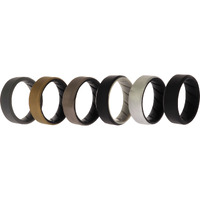Silicone Wedding BR 8mm Edge Ring Set - Black by ROQ for Men - 6 x 10 mm Ring