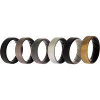 Silicone Wedding BR 8mm Edge Ring Set - Black by ROQ for Men - 6 x 11 mm Ring