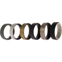 Silicone Wedding BR 8mm Edge Ring Set - Black by ROQ for Men - 6 x 12 mm Ring