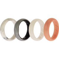 Silicone Wedding BR Solid Ring Set - Silver by ROQ for Women - 4 x 6 mm Ring