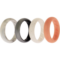Silicone Wedding BR Solid Ring Set - Silver by ROQ for Women - 4 x 7 mm Ring