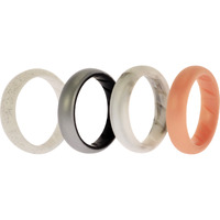 Silicone Wedding BR Solid Ring Set - Silver by ROQ for Women - 4 x 8 mm Ring