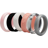 Silicone Wedding Flower Ring Set - Marble by ROQ for Women - 6 x 10 mm Ring