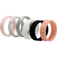Silicone Wedding Flower Ring Set - Marble by ROQ for Women - 6 x 11 mm Ring