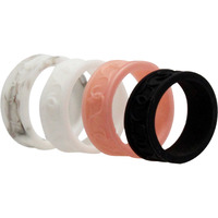 Silicone Wedding Flower Ring Set - Marble by ROQ for Women - 4 x 5 mm Ring