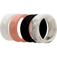Silicone Wedding Flower Ring Set - Marble by ROQ for Women - 4 x 6 mm Ring