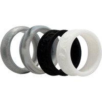 Silicone Wedding Flower Ring Set - Black-White by ROQ for Women - 4 x 4 mm Ring