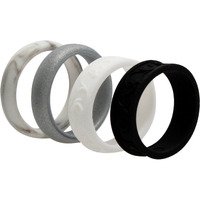 Silicone Wedding Flower Ring Set - Black-White by ROQ for Women - 4 x 10 mm Ring