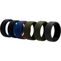 Silicone Wedding 2Layer Lines Ring Set - Green by ROQ for Men - 6 x 8 mm Ring