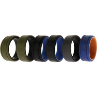 Silicone Wedding 2Layer Lines Ring Set - Green by ROQ for Men - 6 x 9 mm Ring
