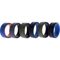 Silicone Wedding 2Layer Lines Ring Set - Green by ROQ for Men - 6 x 10 mm Ring