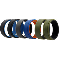 Silicone Wedding 2Layer Lines Ring Set - Green by ROQ for Men - 6 x 12 mm Ring